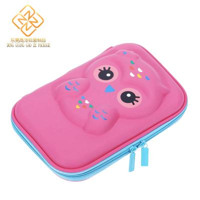 China Custom Light Fashion Cute School EVA Leather Print Kids Pencil Case 3D Pattern Double Zipper EVA Smiggle Pencil Case for sale