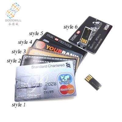 China Slim card oem credit card shape usb with full color printing usb bank name card usb stick for sale