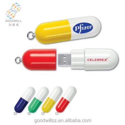 China Pill shape plastic pill shape usb flash drive 2.0 pendrive with cheap logo printing /bulk for sale