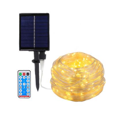 China 2021 Solar Powered Upgraded Outdoor Waterproof Remote Control LED Solar Lights Garland String Light Patio Garden String Decoration for sale