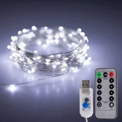 China Home Decoration Fairy Lights Warm White Copper Wire LED Battery Operated String Lights With Remote Control For Christmas Decoration for sale