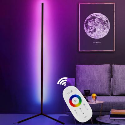 China New 2021 App Control LED Lamp RGB Bedroom Standing Corner Wall Lamp Modern Nordic Remote Tripod Remote Control Corner Floor Lamp for sale