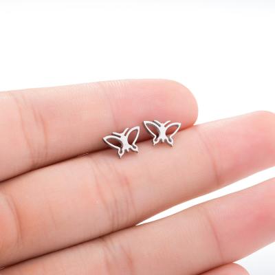 China Wholesale Cute Fashion Black Plated Stainless Steel Women's Butterfly Earring Stud Earrings for sale