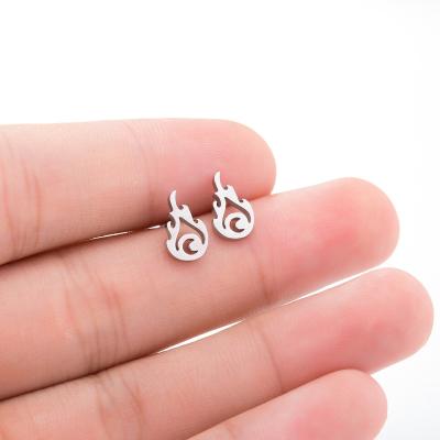 China Small and Simple Earring Fashion Rose Gold Stainless Steel Flame Stud Earrings Cute Earring Wholesale for sale