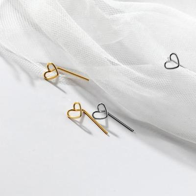 China FASHIONABLE Love Simple Hollow Stud Earrings Minimalist Heart 925 Sterling Silver Stud Earrings Fine Jewelry for sale