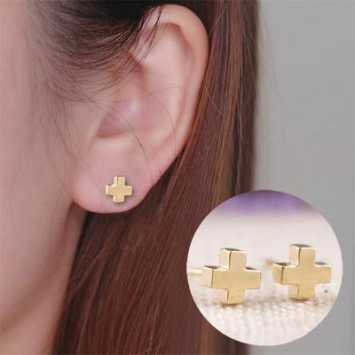 China FASHIONABLE Cute Geometric Brass Gold Plated Stud Earrings Shape Findings Cross Arrow Cheap Brincos Fine Jewelry for sale