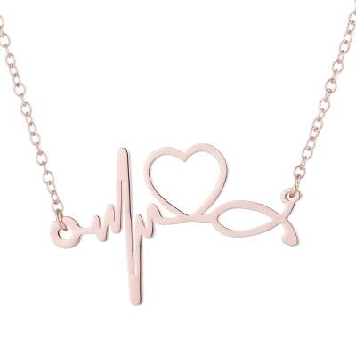 China Wholesale CLASSIC Stainless Steel Beautiful Nurse Choker Heart Love Heartbeat Pendant Necklace for sale