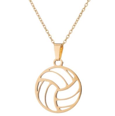 China Volleyball Custom Fashion Punk Shape Pendant Necklace Unisex Stainless Steel Necklace for sale