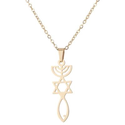 China FASHIONABLE Stainless Steel European and American Geometric Hexagonal Star Necklace Tarot Mark Clavicle Chain Pendant Jewelry for sale