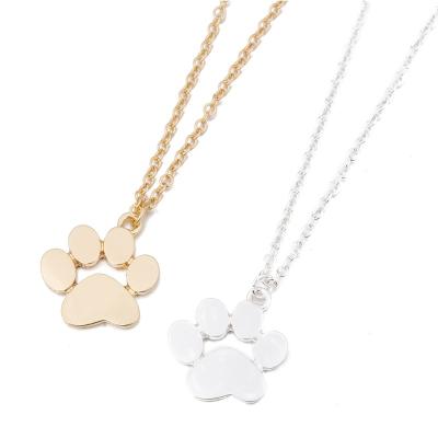 China Wholesale New Pet Fashion Collar Cute Sensitive Copper Collar Cat Dog Paw Print Pendant Necklace for sale