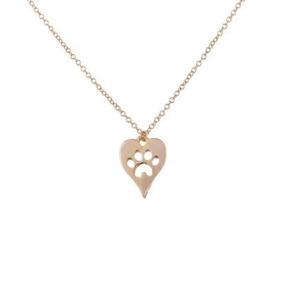 China Simple Cute Personalized Brass Dog Paw Print Heart Necklace Heart Necklace For Women Party Gifts Necklace for sale