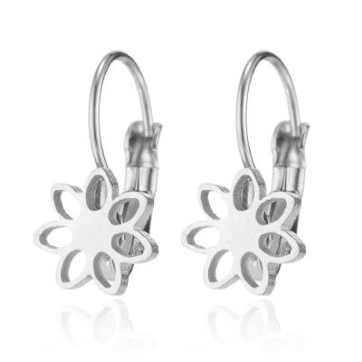 China Fashionable Cute High Quality Women's Stainless Steel Flower Earrings Jewelry Wholesale Plated Silver/Gold Women Earrings for sale