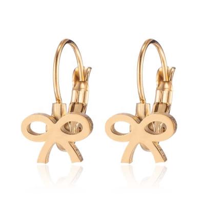 China Cute Wholesale Butterfly Bow Engagement Circle Earrings Romantic Stainless Steel Earrings Jewelry Plated Silver /Gold Earring Women for sale