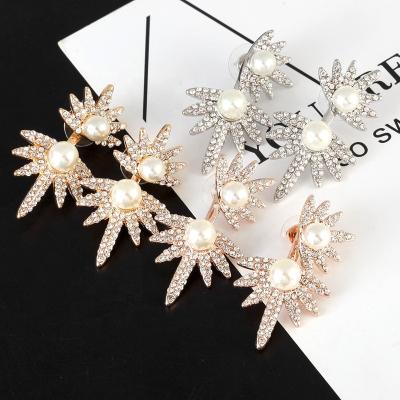 China 2021 Korean TREND Chunky Dangle Earrings Rhinestone Pearl Zircon Gold Plated Trendy Jewelry 18k Korean Earrings for sale