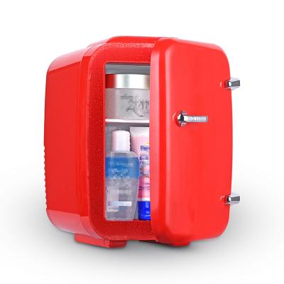 China COMPRESSOR Mini Refrigerator Portable Hotel Car Red Refrigerator Cosmetic Drink Cooling 4L 8L Mini Fridge Customization for sale