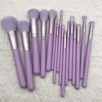 China Angular Blush Makeup Brush Set Face Powder Contour Eyeshadow Eyeliner Brow Brush Purple 16PCS Makeup Tools for sale