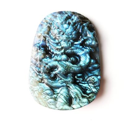 China China Crystal Quartz Carving Dragon Natural Crystal Craft Labradorite Pendant Hand Carved Animal for sale