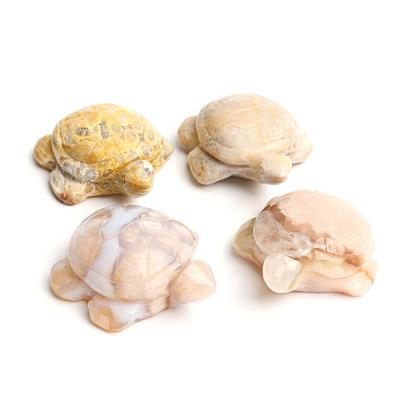 China China Natural Crystal Tortoise Flower Agate Carving Animal Carved Crafts For Home Decor for sale