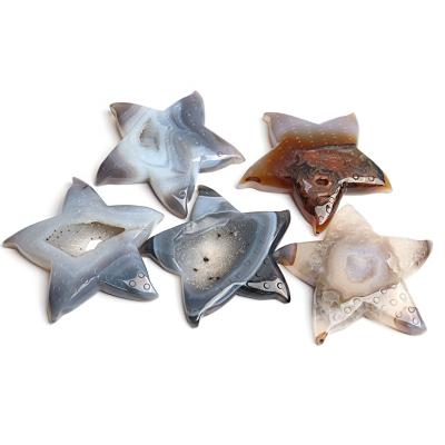 China China Carved Crystal Agate Geode Starfish Shape People Open Crystal Carving Home Ornaments for sale