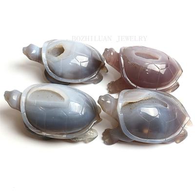 China China Carving Crafts Natural Agate Geode Turtle Crystal Carved Animal Group Home Decor for sale