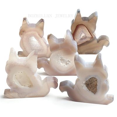 China China Wholesale Crafts Crystal Cat Carving Agate Crystal Group Shape Animal Ornaments for sale