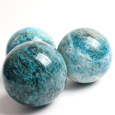 China China Apatite Crystal Balls Blue Gemstone Quartz Spheres Reiki Natural Stone Home Decoration for sale