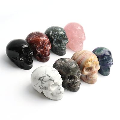 China China Engraving Crystal Opens Mixed Minerals Skulls Head Hand Carved Quartz Skulls For Decor for sale