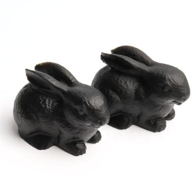 China China Hand Carved Natural Crystal Gemstone Rabbit Obsidian Engraving Rabbit Decoration for sale