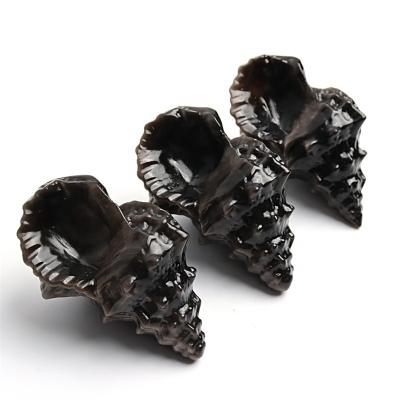 China China Carved Silver Crystal Crafts Obsidian Conch Shape Engraving Ornaments For Home Gift for sale