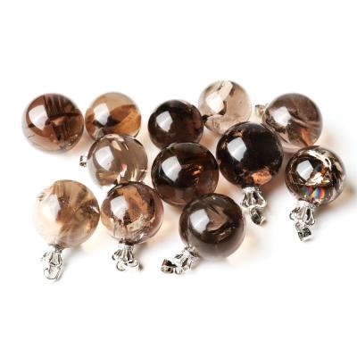 China China Smoky Quartz Round Bead Instant Crystal Ball Rainbow Pendant Handmade Mini Necklace For Women for sale