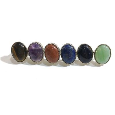 China Natural China Mix Gemstone Crystal Rings Large Adjustable Shape Ring Oval Face For Women Men Gift for sale