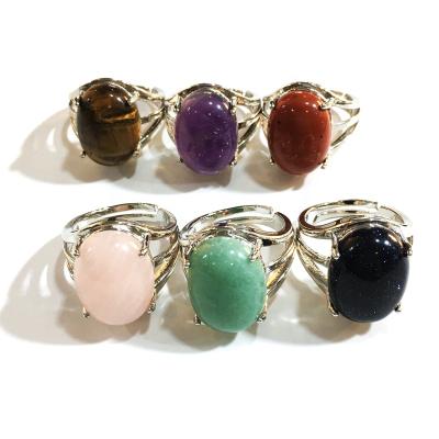 China China Natural Rose Quartz Amethyst Crystal Rings Oval Shape Ring Face Mix Gemstone Ring For Gift for sale