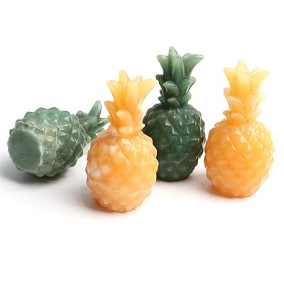 China China Crystal Fruit Carving Green Aventurine Pineapple Carved Ornament Crafts For Home Decor for sale