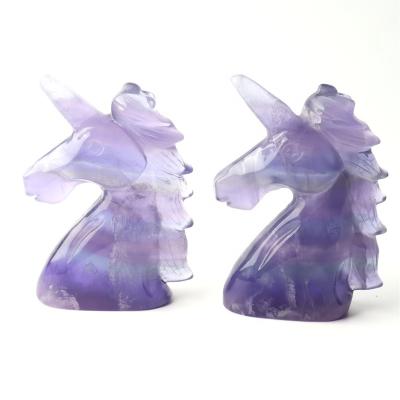 China Fluorite Crystal Carving Unicorn Gift from China Fluorite Crystal Unicorn Statue Hand Carved Purple for sale