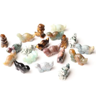 China China Dinosaur Craft Natural Mixed Cute Crystal Carving Mini Hand Carved Quartz Animal For Pendant Making for sale