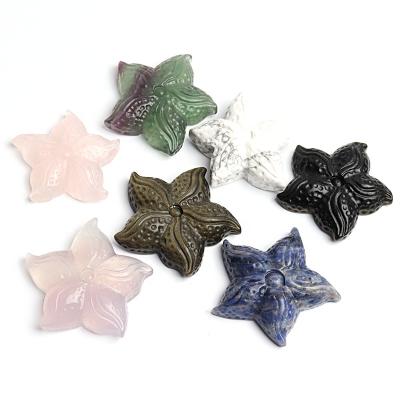 China China Carved Rosequartz Crystal Folk Fluorite Crafts Crystal Shape Starfish Animal Carving for sale