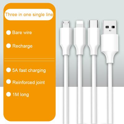 China Universal Cell Phone 3-in-1 Mobile Phone Tablet USB Charger Cable Compatible with Type-C iPhone Android Charging Cable for sale