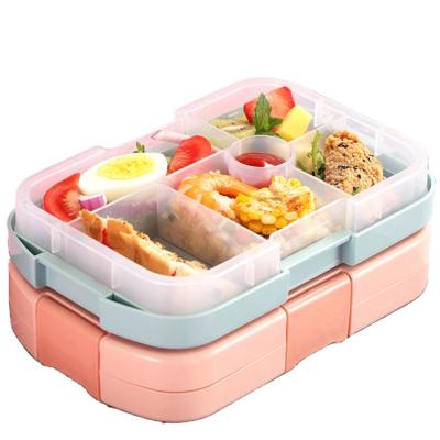 China European and American Cool Preservation Children's Portable Five-compartment Plastic Lunch Box for sale