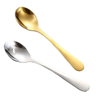 China Sustainable Wholesale 304 Stainless Steel Hot Round Dessert Mixing Coffee Spoons Milk Scoops for sale