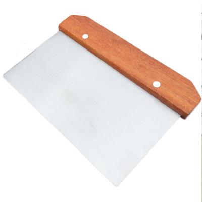 China Viable Stainless Steel Metal Griddle Chopper Dough Cutter Scraper With Wooden Handle Cake Baking Tools for sale