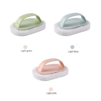 China Sustainable Hot Sale Bathtub Tiles Wall Decontamination Scrub Handle Sponge Cleaning Ball Brush for sale