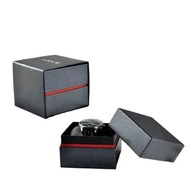 China New Design Paper Watch Box Pillow Packaging Black Paper Watch Box for sale