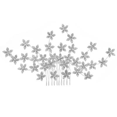 China Rhinestone Clear Crystal Flower Bridal Hair Comb Handmade SLBRIDAL ALLOY Wedding Hair Accessories Women Jewelry Headpieces for sale