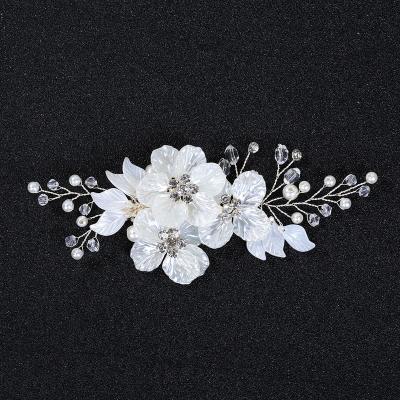 China SLBRIDAL ALLOY alloy clear crystals silver rhinestones flower bridal leaf wedding hair clip barrettes headpiece hair accessories for sale