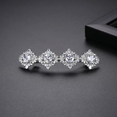 China SLBRIDAL Luxury Brass Fashionable Fork Setting Cubic Zircon Women Hair Clip Barrettes Girls Bobby Pins Hairgrips Jewelry Hair Accessories for sale