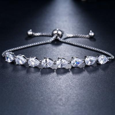 China TRENDY Sparkle CZ Bracelet Girls Bridesmaids Women Bridal Jewelry SLBRIDAL Charm Fashion Zircon Bracelet Daily Wedding Gift for sale