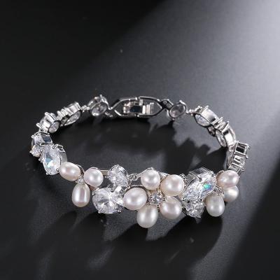 China SLBRIDAL Trendy Trendy Glitter Beads CZ Cubic Zircon Girls Bracelet Daily Wedding Bridesmaids Women Bridal Jewelry for sale