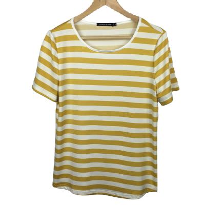 China Yellow Oversized T-shirt Blue Stripe Summer Short Sleeve QUICK DRY Casual Shorts Plus Size Shirts O Neck Shirts For Women for sale