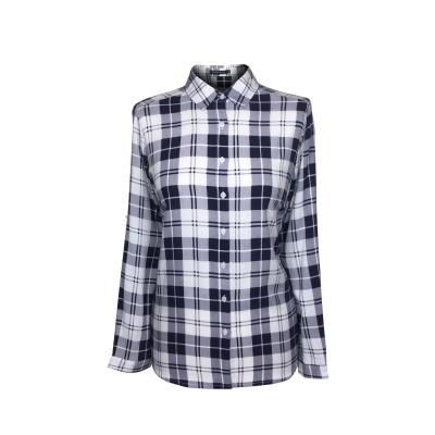 China Autumn Winter Spring Breathable Women Sheath Long Black Casual Elegant Blouses Shirt Plaid Viscous Top Blouse Plus Size Loose for sale