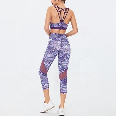 China Best Selling Newest Design Breathable Gym Clothing Sport Suit Sexy Women Pants Hot Leggings Printed Workout Set Sports Bra Sets for sale